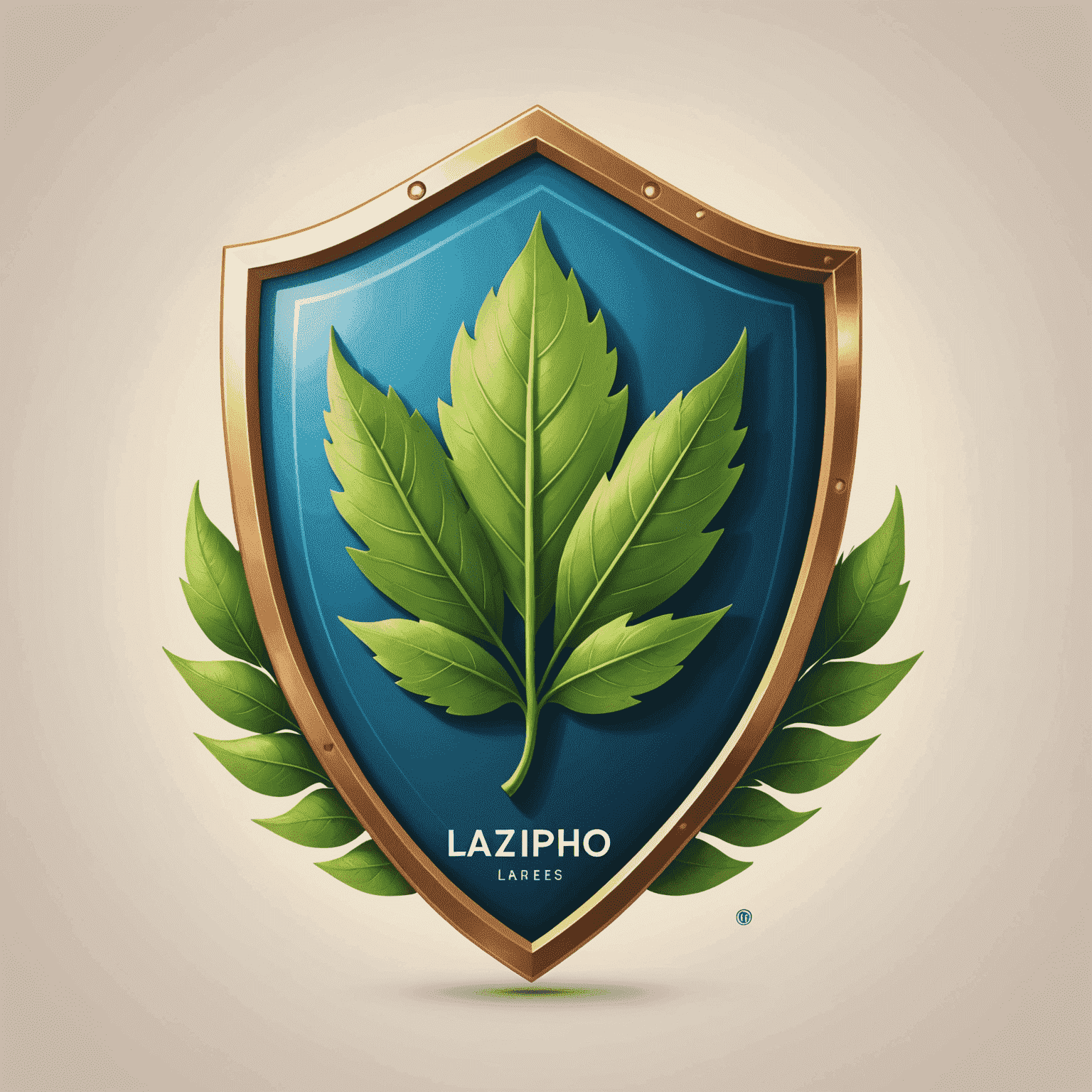 Lazpho logo featuring a stylized leaf and shield, representing nature protection and insurance
